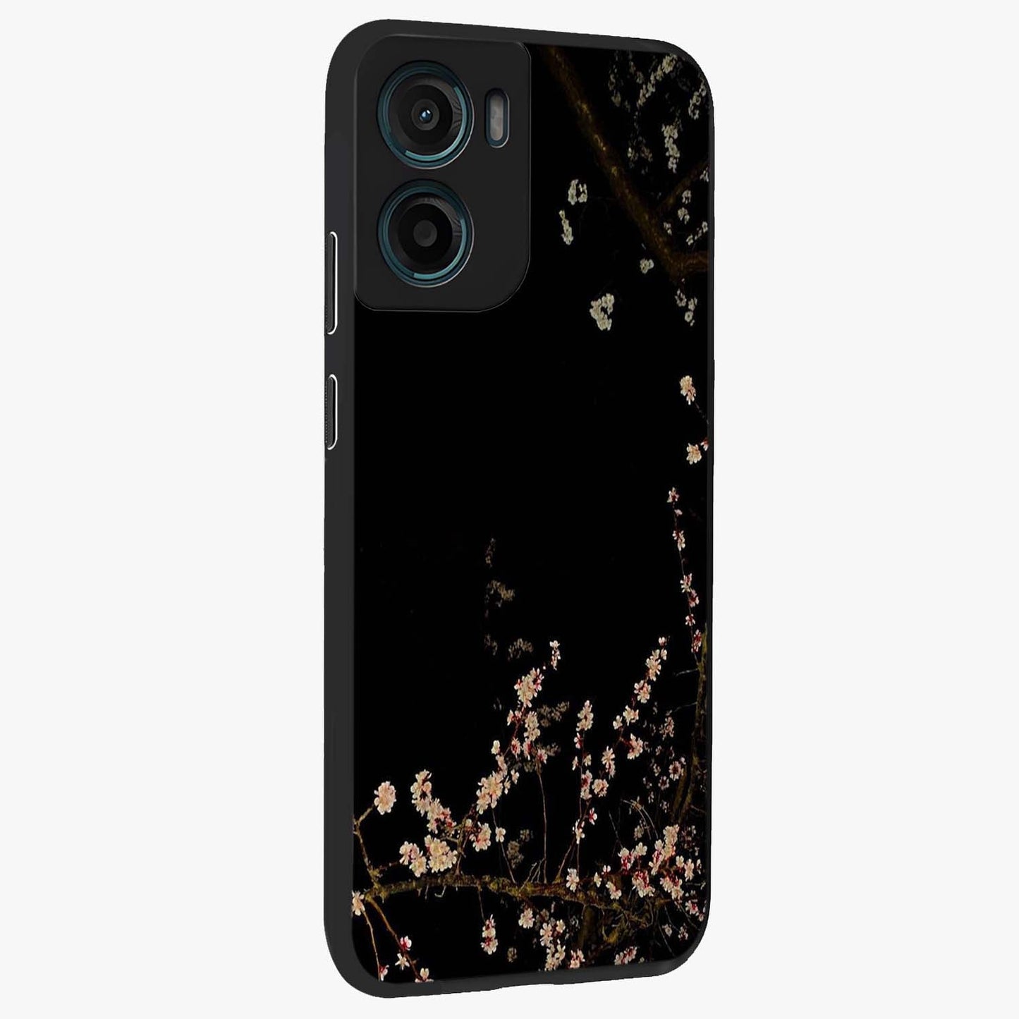 Petal Moon Light With Custom Name Glass Case upright view showcasing elegant floral moon artwork with personalized aesthetic.