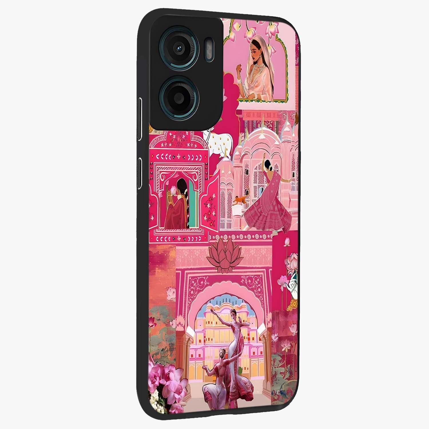 Pink Palace Muse Glass Case upright view showcasing artistic palace artwork with graceful royal theme.