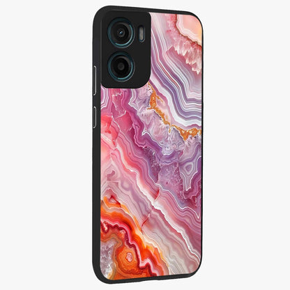 Rose Quartz Marble Glass Case upright view showcasing decorative marble artwork with luxurious pastel theme.