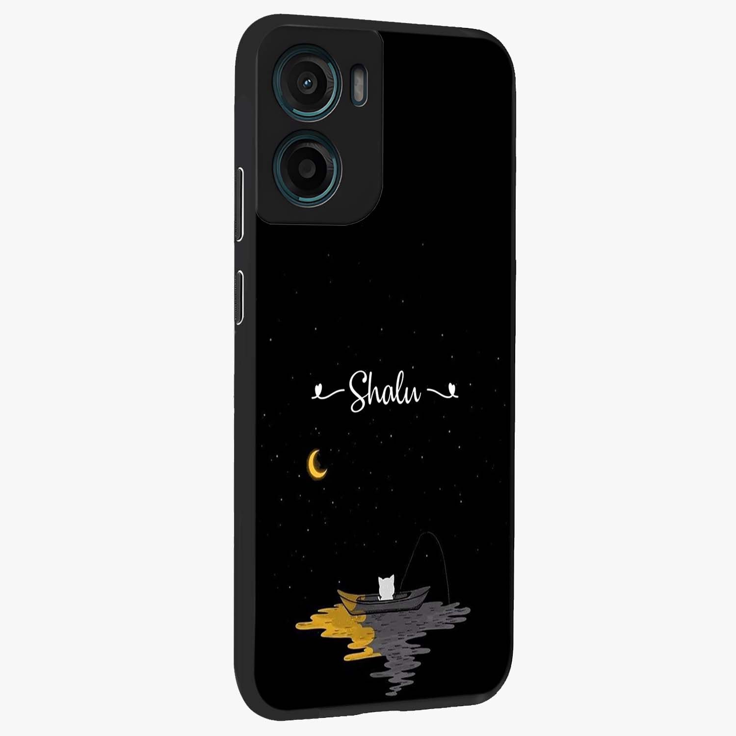 Silent Night Row Glass Case upright view showcasing tranquil night artwork with serene landscape theme.