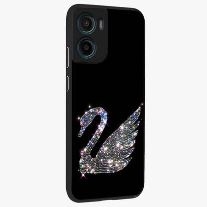 Starlit Swan Grace Glass Case upright view showcasing beautiful swan artwork with peaceful night themed design.