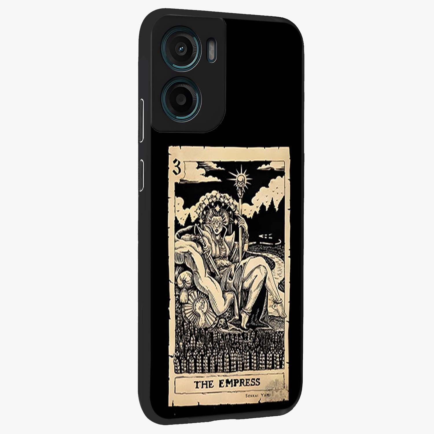 The Empress Glass Case upright view showcasing powerful empress themed artwork with luxurious artistic theme.