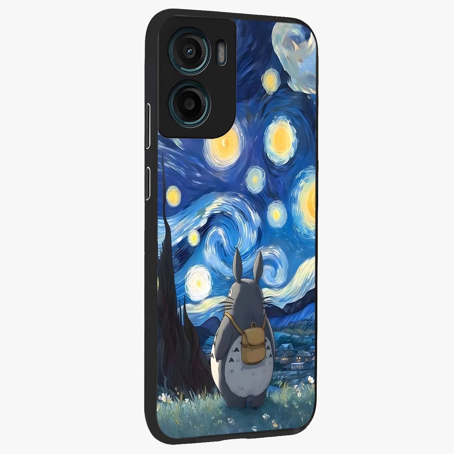 Totoro In Van Gogh Art Glass Case upright view showcasing creative character artwork with painterly artistic theme.