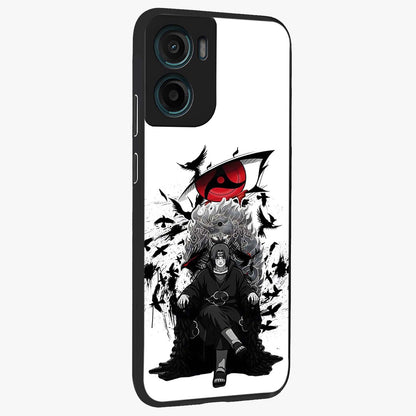 Uchiha Shadow Throne Glass Case upright view showcasing magical underwater galaxy artwork with vibrant cosmic theme.