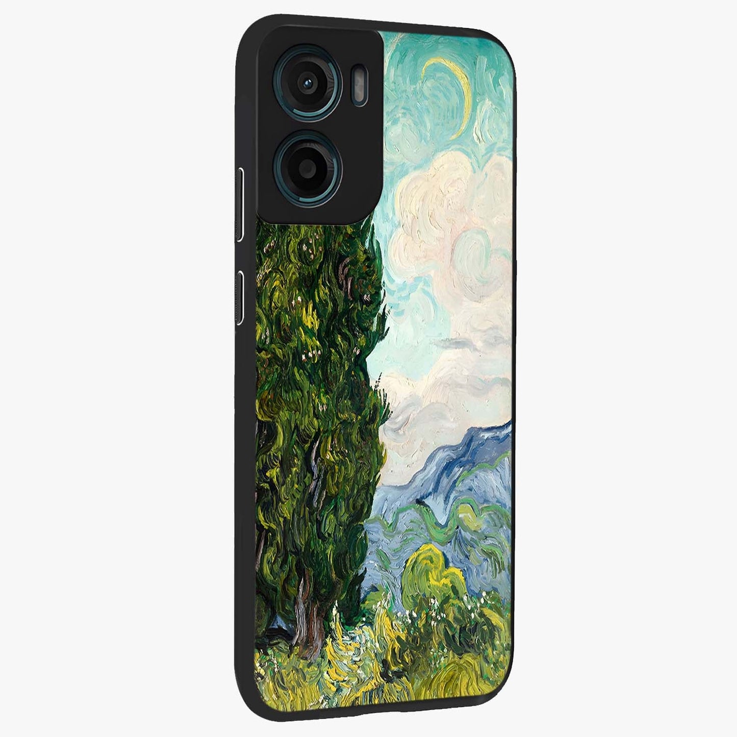 Van Gogh Vintage Art Glass Case upright view showcasing elegant vintage painting artwork with artistic heritage theme.