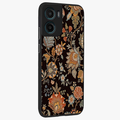 Vintage Floral Dream Glass Case upright view showcasing delicate floral artwork with timeless vintage theme.