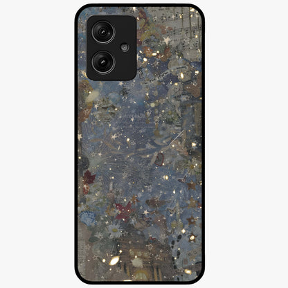 Aesthetic Astrolophia Glass Case showing flat back view with dreamy aesthetic design and glossy glass finish.