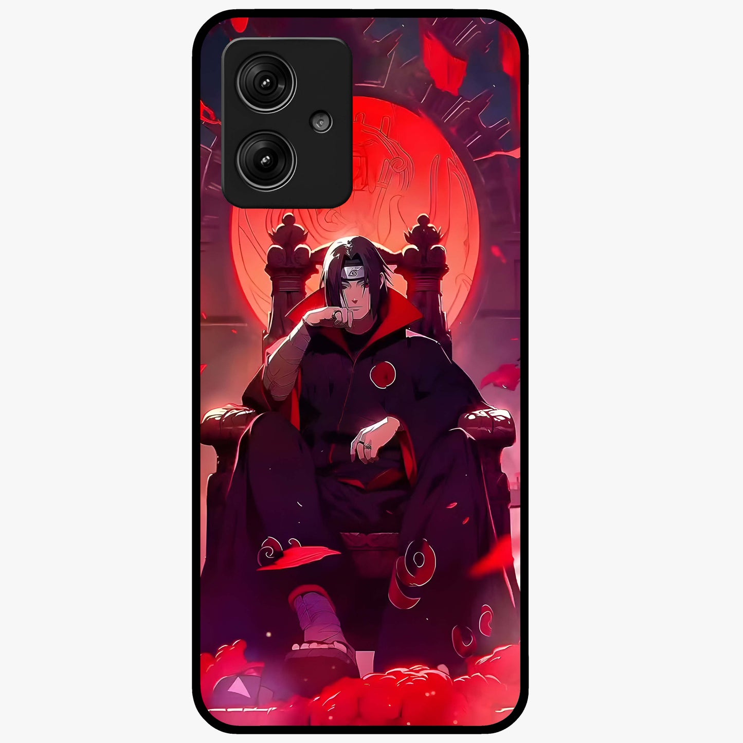 Blood Moon Sovereign Glass Case showing flat back view with mystical blood moon artwork and glossy glass finish.