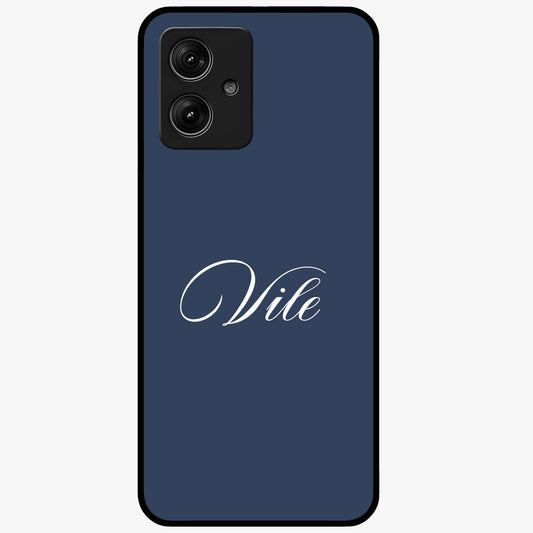 Blue Background Personalized Custom Name Glass Case showing flat back view with minimal blue background and custom name design.