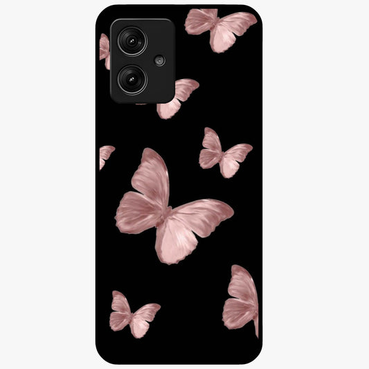 Butterfly Pattern Glass Case showing flat back view with elegant butterfly pattern artwork and glossy glass finish.