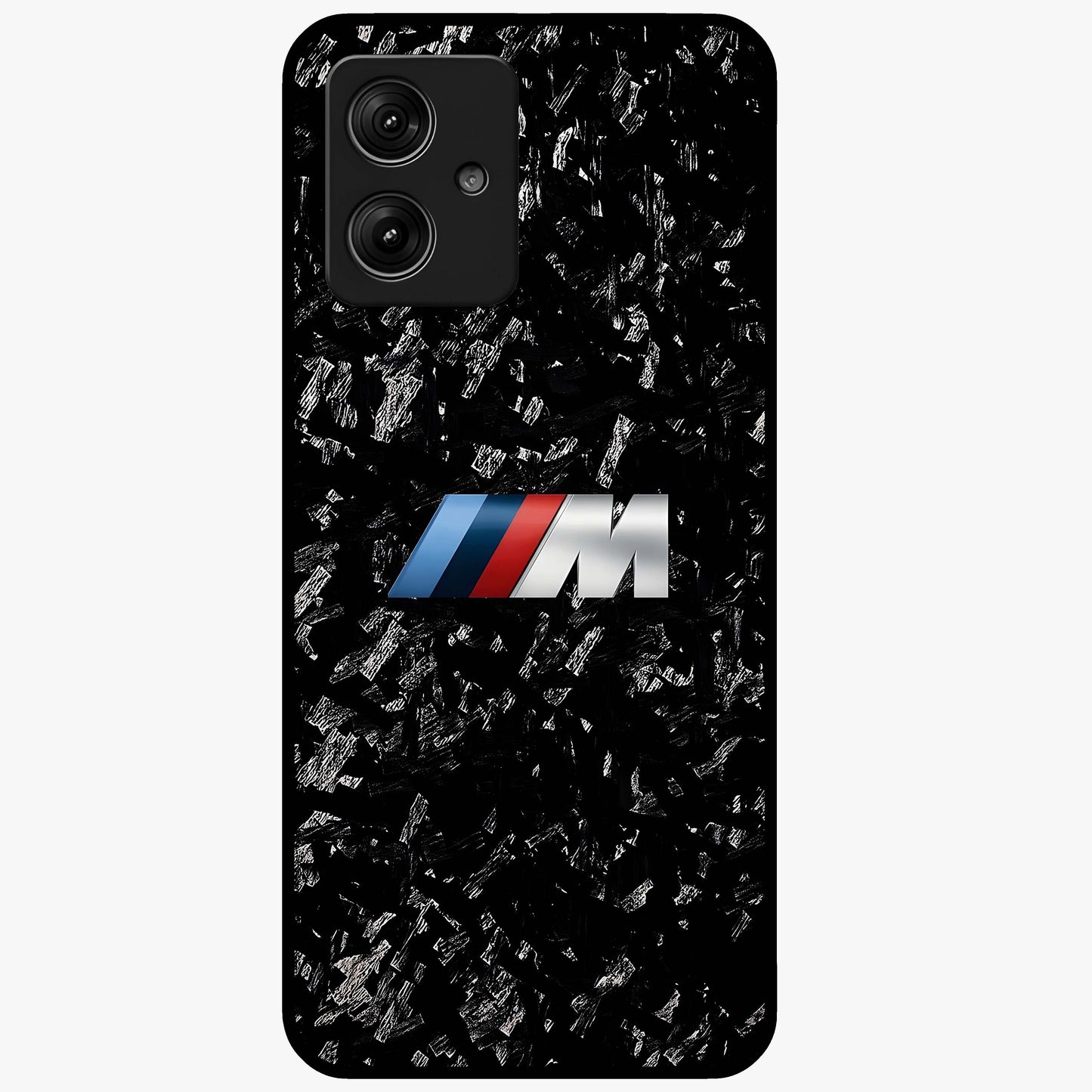 Carbon Speed Mark Glass Case showing flat back view with sporty carbon pattern artwork and glossy glass finish.