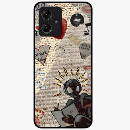 City Dream Sketch Glass Case showing flat back view with artistic city skyline sketch artwork and glossy glass finish.