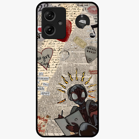 City Dream Sketch Glass Case showing flat back view with artistic city skyline sketch artwork and glossy glass finish.