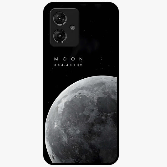 Cosmic Moon Glow Glass Case showing flat back view with glowing moon artwork and glossy glass finish.