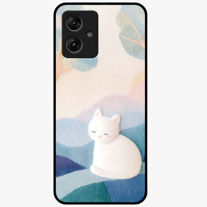 Cotton Dream Cat Glass Case showing flat back view with soft dreamy cat artwork and glossy glass finish.