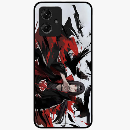 Crimson Crow Illusion Glass Case showing flat back view with artistic crow illusion artwork and glossy glass finish.