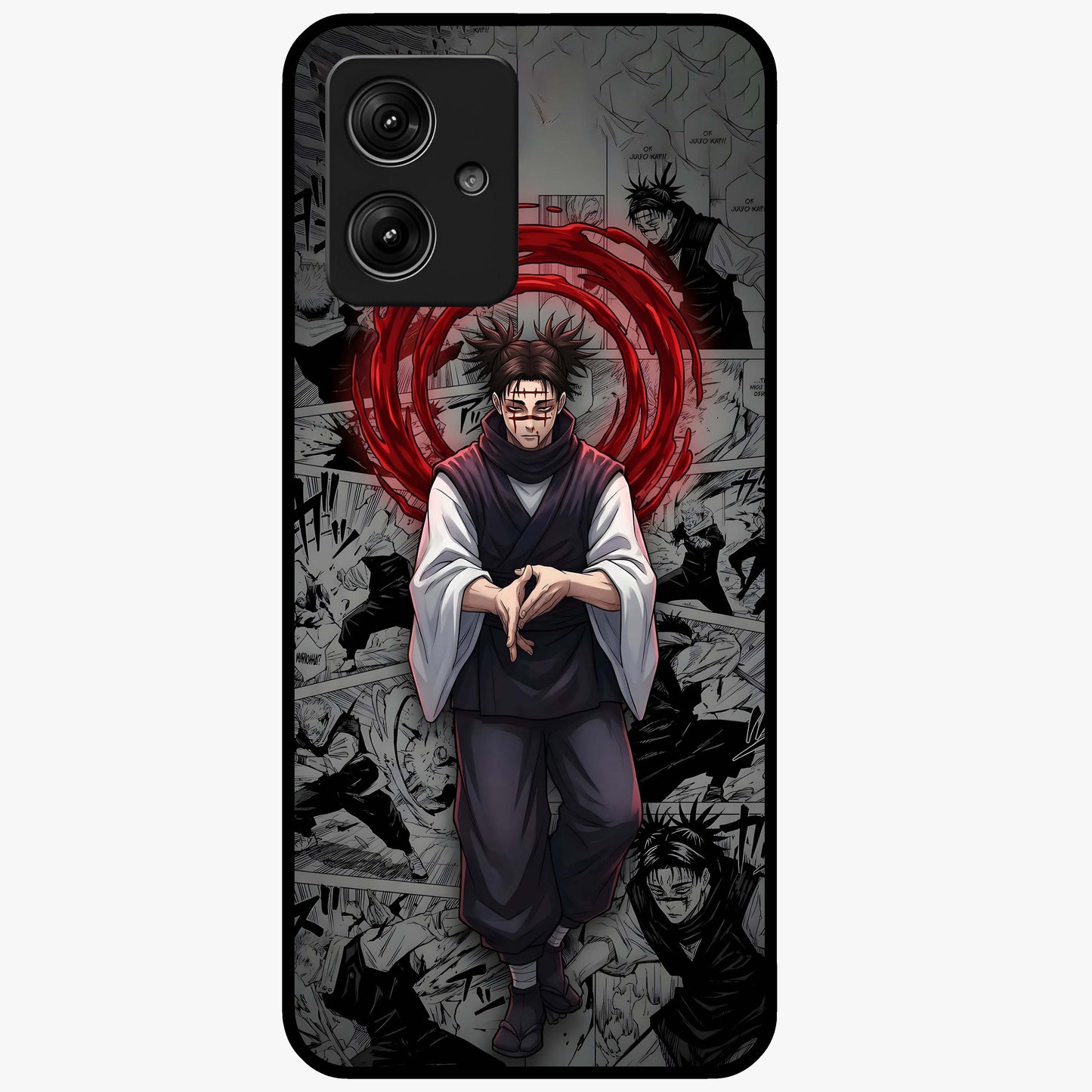 Cursed Ritual Ascension Glass Case showing flat back view with dark ritual themed artwork and glossy glass finish.