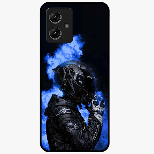 Cyber Sentinel Protocol Glass Case showing flat back view with futuristic cyber themed artwork and glossy glass finish.