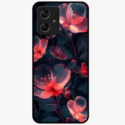 Dark Shade of Flower Glass Case showing flat back view with elegant dark floral artwork and glossy glass finish.