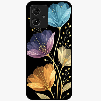 Delicate Multicolor Flowers Glass Case showing flat back view with vibrant floral artwork and glossy glass finish.