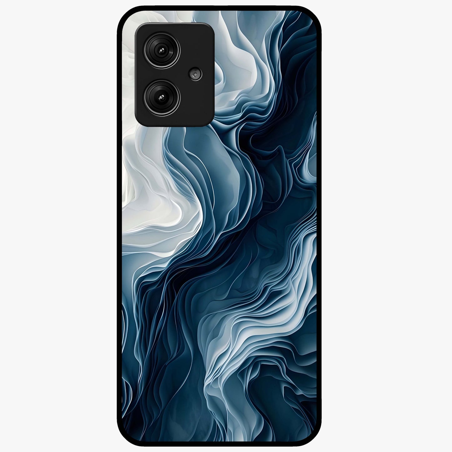 Ethereal Paper Marble Glass Case showing flat back view with soft marble paper texture artwork and glossy glass finish.