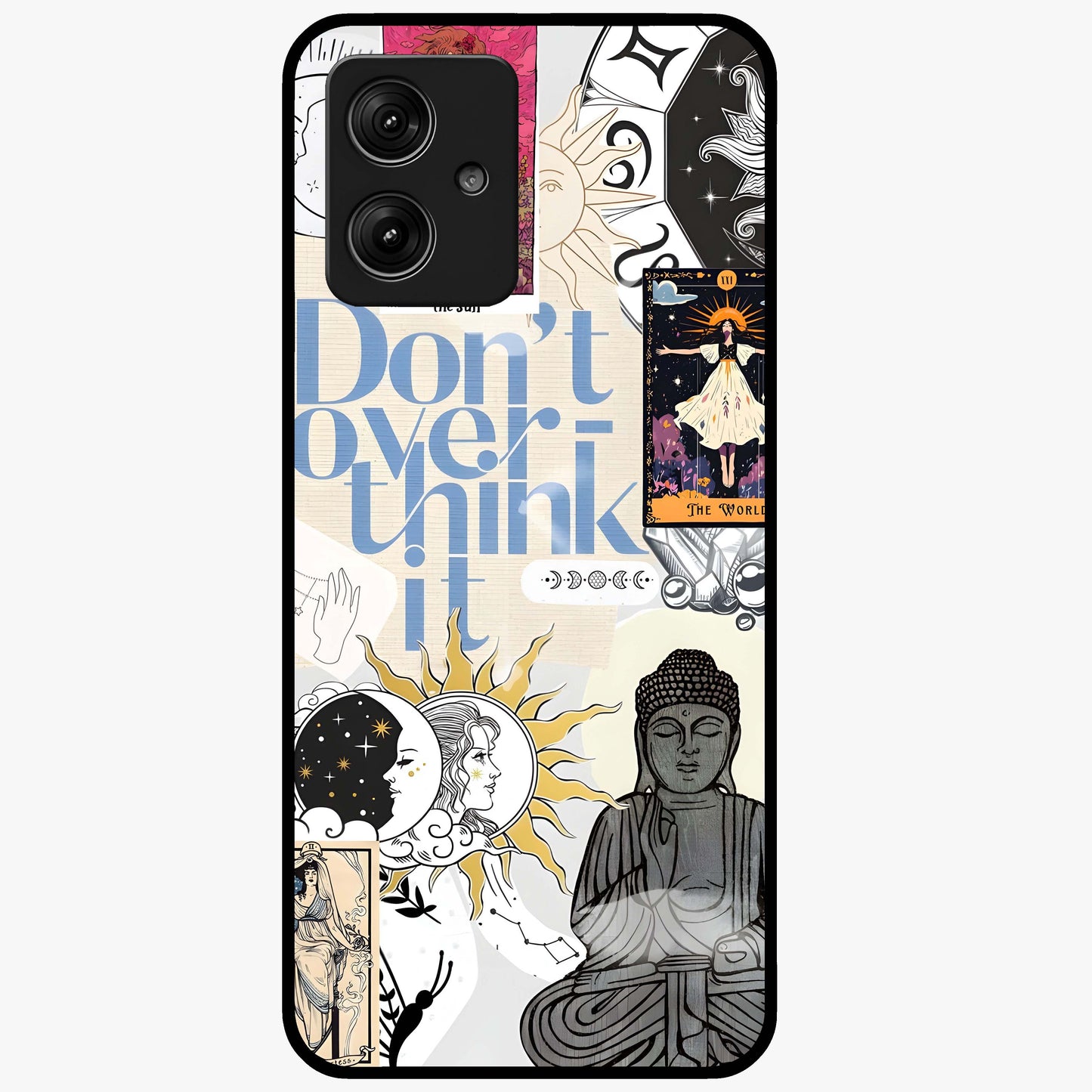 Ethereal Thoughts Glass Case showing flat back view with dreamy artistic artwork and glossy glass finish.