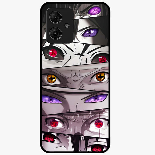 Eyes of Destiny Glass Case showing flat back view with striking eye themed artwork and glossy glass finish.