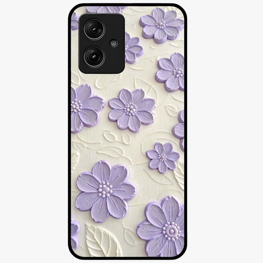 Floral Wall Art With Purple Flowers Glass Case showing flat back view with purple flower artwork and glossy glass finish.