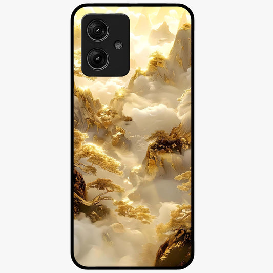 Gates Of Illumination Glass Case showing flat back view with mystical illuminated gate artwork and glossy glass finish.