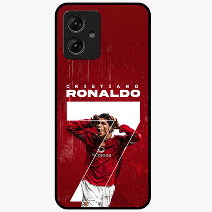 Goal Celebration Legacy Glass Case showing flat back view with football celebration inspired artwork and glossy glass finish.