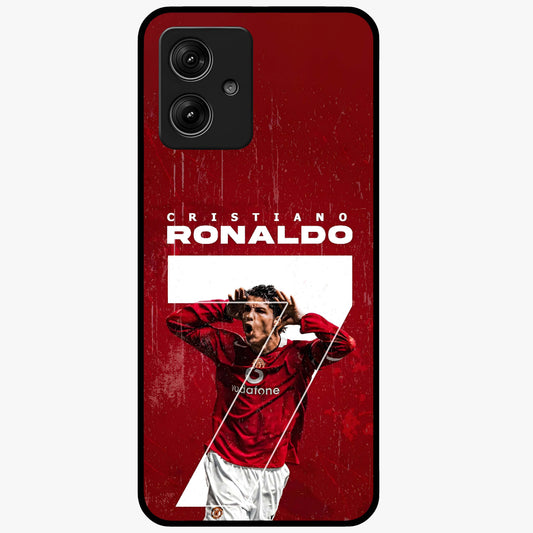 Goal Celebration Legacy Glass Case showing flat back view with football celebration inspired artwork and glossy glass finish.