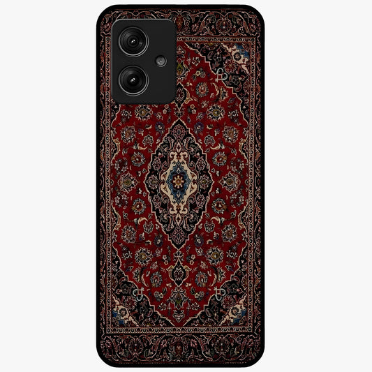 Heritage Carpet Royale Glass Case showing flat back view with ornate Persian carpet inspired pattern and glossy glass finish.