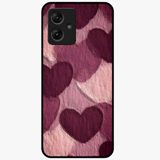 Layered Paper Hearts Glass Case showing flat back view with layered paper heart artwork and glossy glass finish.
