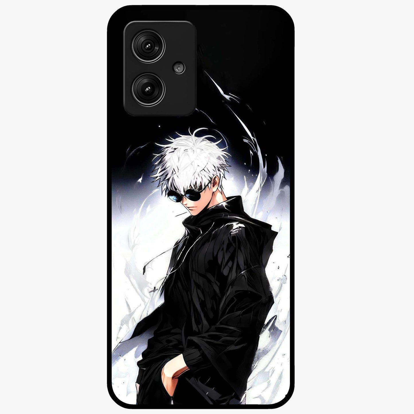 Limitless Shadow King Glass Case showing flat back view with powerful shadow warrior artwork and glossy glass finish.