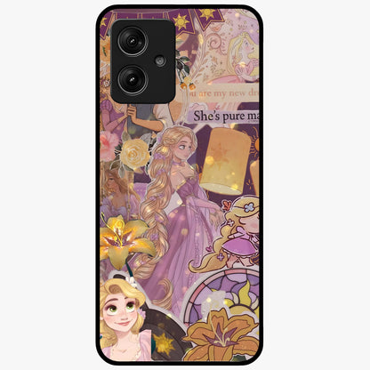 Magical Tangled Dream Glass Case showing flat back view with dreamy tangled artwork and glossy glass finish.