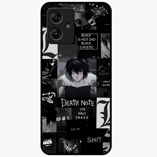 Midnight Chaos Mind Glass Case showing flat back view with abstract dark themed artwork and glossy glass finish.