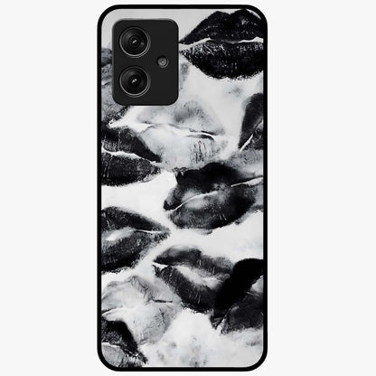 Midnight Kiss Marks Glass Case showing flat back view with lipstick kiss mark artwork and glossy glass finish.