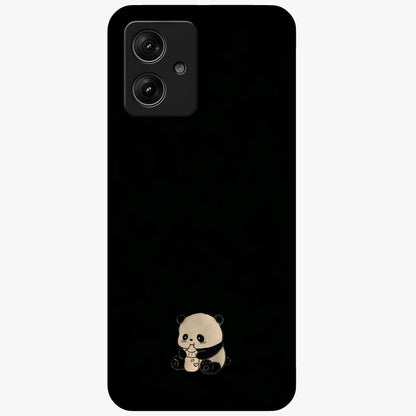 Midnight Panda Love Glass Case showing flat back view with cute panda themed artwork and glossy glass finish.