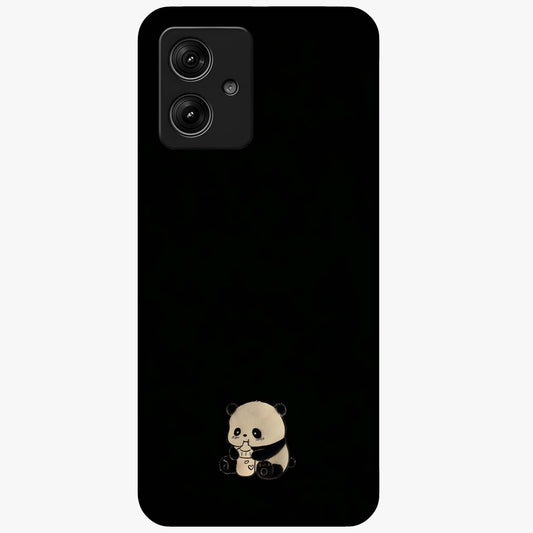 Midnight Panda Love Glass Case showing flat back view with cute panda themed artwork and glossy glass finish.