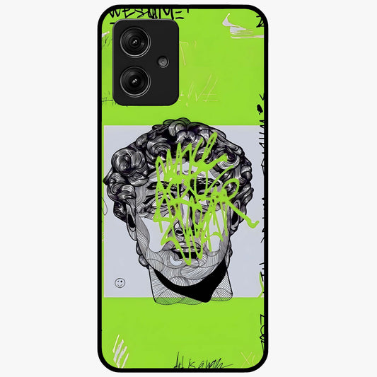 Neo Graffiti Rebellion Glass Case showing flat back view with vibrant graffiti artwork and glossy glass finish.