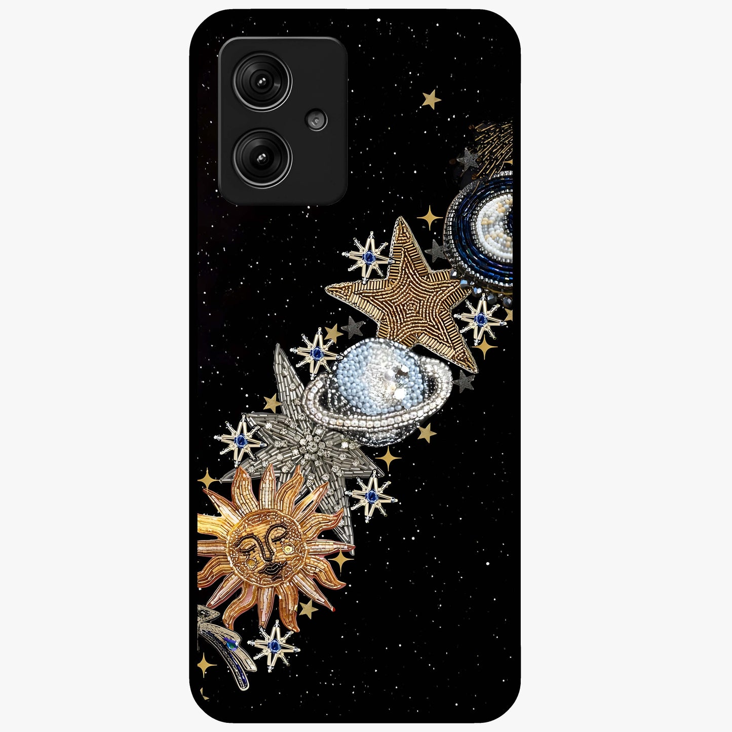 Peace Beyond War Glass Case showing flat back view with symbolic peace themed artwork and glossy glass finish.