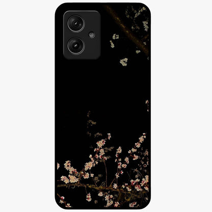 Petal Dream Tapestry Glass Case showing flat back view with intricate floral tapestry artwork and glossy glass finish.