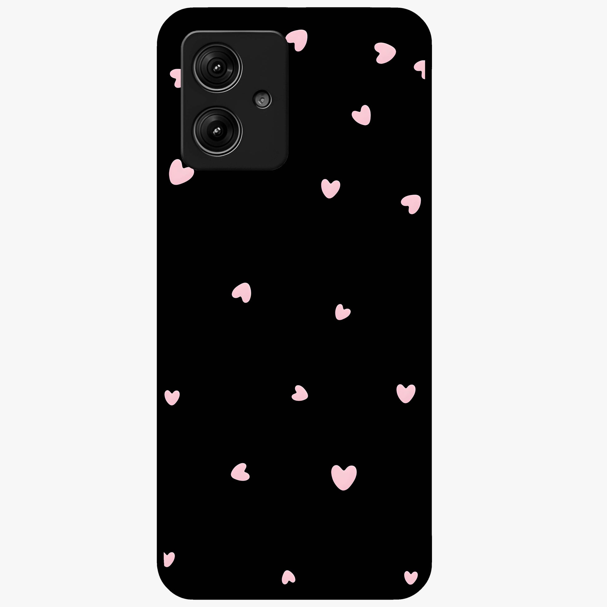 Pink Aura Heart Glass Case showing flat back view with glowing heart artwork and glossy glass finish.