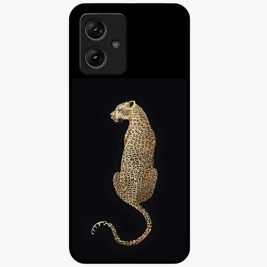 Regal Leopard Glass Case showing flat back view with bold leopard artwork and glossy glass finish.