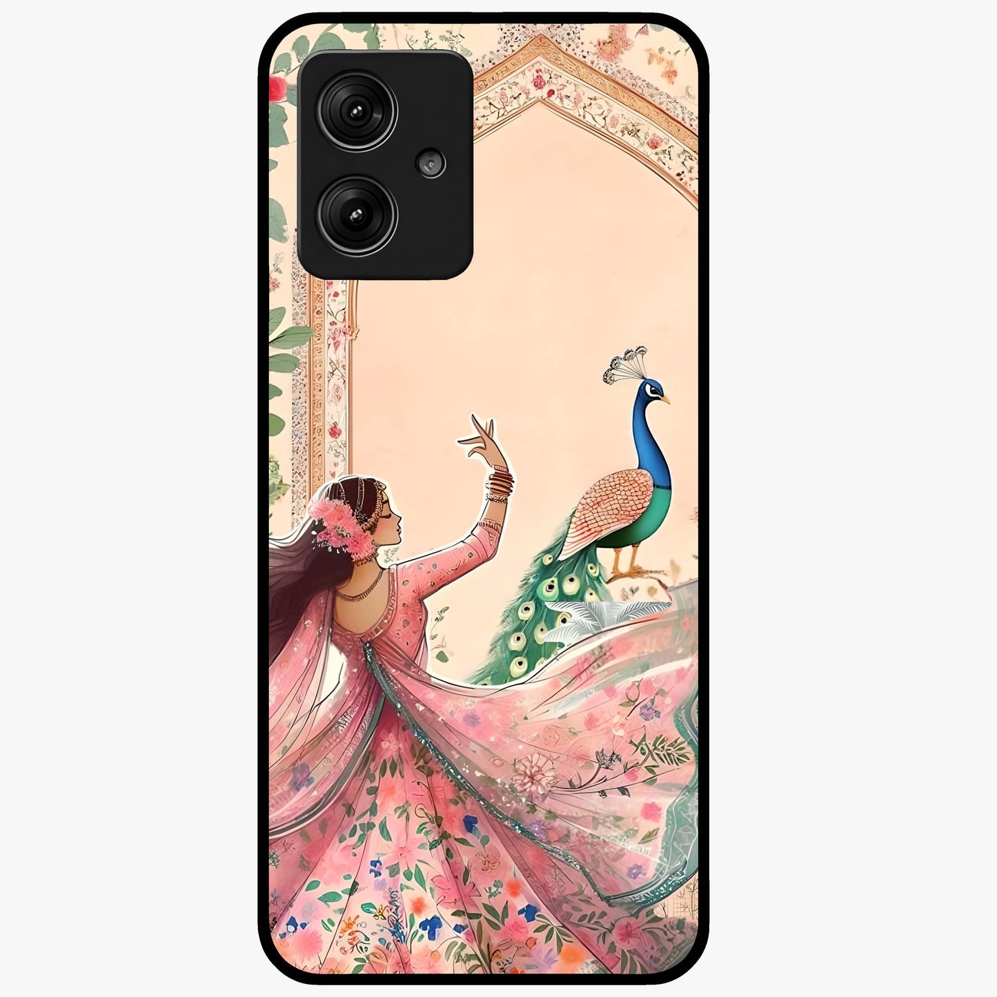 Royal Grace Muse Glass Case showing flat back view with elegant artistic artwork and glossy glass finish.