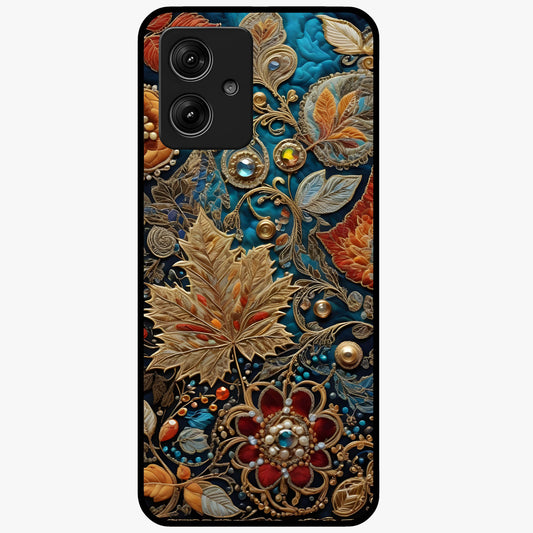 Royal Jewel Garden Glass Case showing flat back view with decorative floral garden artwork and glossy glass finish.
