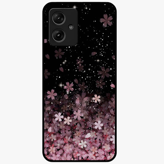 Small Starry Flowers Glass Case showing flat back view with delicate starry floral artwork and glossy glass finish.