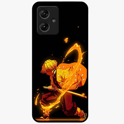 Thunder Flame Execution Glass Case showing flat back view with powerful flame and lightning artwork and glossy glass finish.