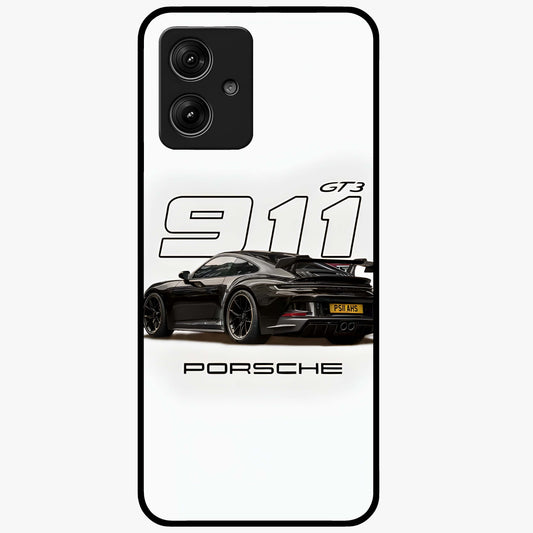 Turbo Legacy Icon Glass Case showing flat back view with iconic sports car inspired artwork and glossy glass finish.