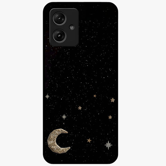 Twinkle Star With Half Moon Glass Case showing flat back view with star and half moon artwork and glossy glass finish.